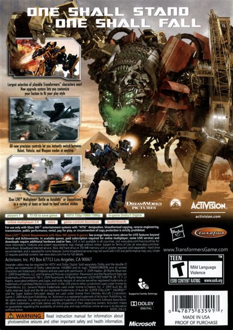 Transformers Revenge Of The Fallen Game Xbox One Online 55 Off