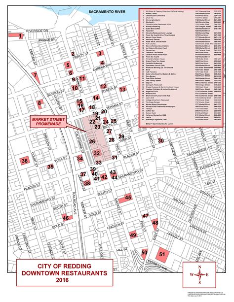 2016 Map Of Places To Eat In Downtown Redding Downtown Restaurants