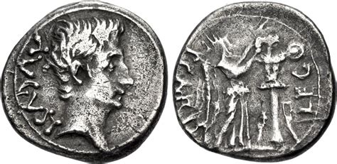 Augustus 27 Bc Ad 14 Ar Quinarius 135mm 172 G 11h Emerita Mint P Carisius Legatus