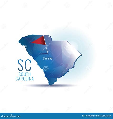 South Carolina Map With Capital City Vector Illustration Decorative