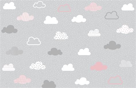 Kids bedroom shop by room decorating centre online. Pink and Grey Clouds Pattern Wall Mural | Murals Wallpaper