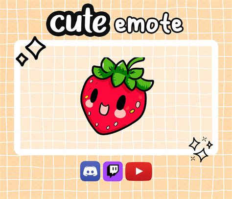 Strawberry Cute Emote Aesthetic Cute Fruit Emote For Twitch Etsy