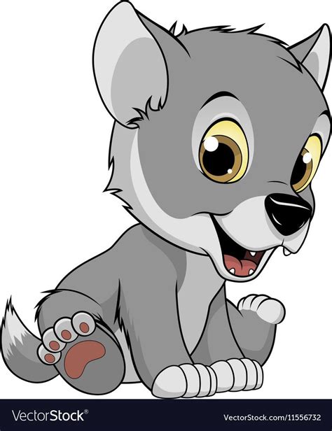 Cute Cartoon Baby Wolf