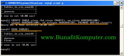 Perintah Sql Untuk Membuat Tabel Dalam Database Mysql Bunafit Komputer