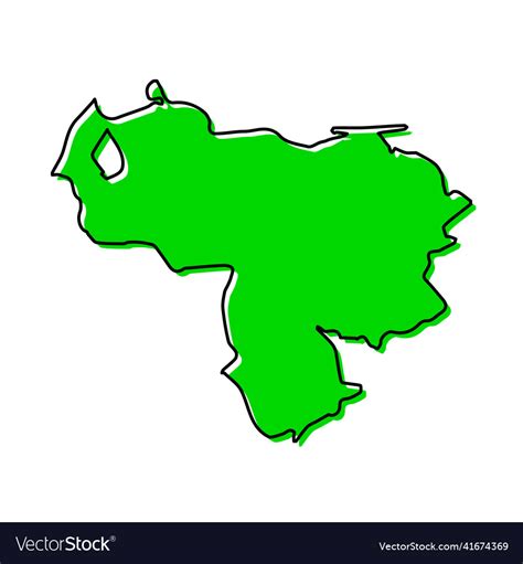 Simple Outline Map Of Venezuela Stylized Line Vector Image