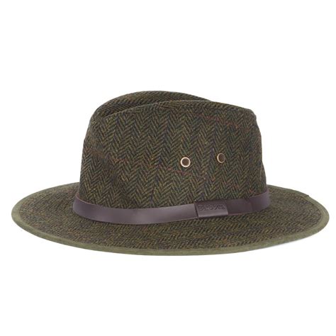 Barbour Bushman Fedora Hat Olive Country Check The Sporting Lodge