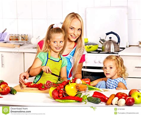 Mother And Daughter Cooking At Kitchen Stock Image Image Of Fruits Lifestyle 37187509