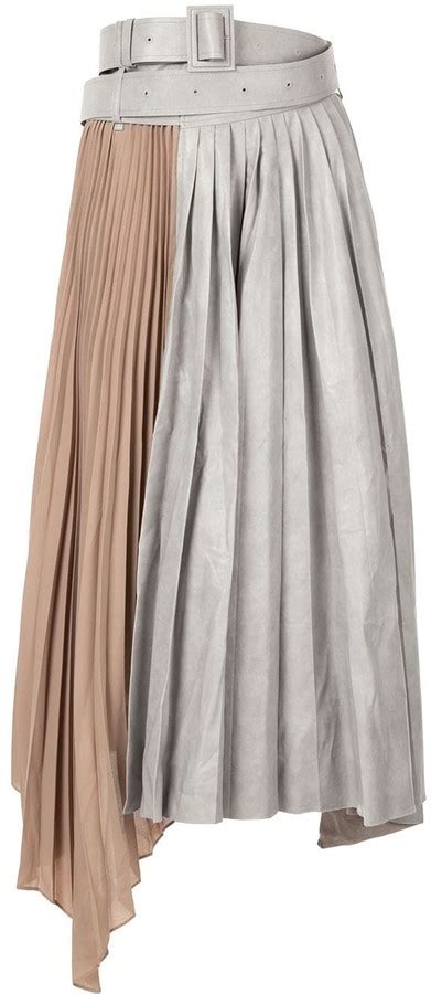 System Asymmetric Pleated Skirt Shopstyle