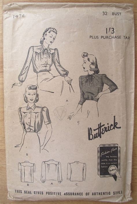 Lizzie Lenard Vintage Sewing 1940s Blouse Pattern