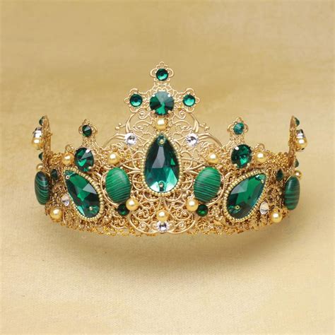 Emerald Queen Crown Baroque Crown Queen Tiara Green Crown