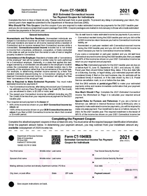 Ct 1040es 2021 2024 Form Fill Out And Sign Printable Pdf Template