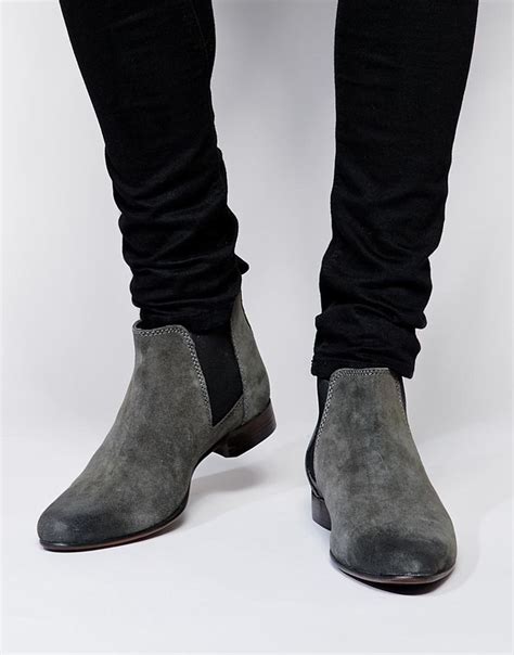 handmade men s grey color boots suede ankle high chelsea dress slip on boots ankle boots men