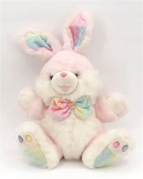 Large Dan Dee Hoppy Hopster Easter Bunny Pink And White Rainbow Plush