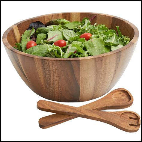 Salad Serving Bowl 3 Piece Set Acacia Wood 12 Bowl Salad