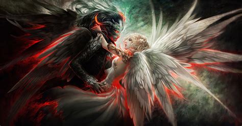 angels demons love wings blonde girl hd wallpaper rare gallery