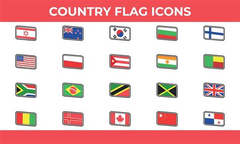 20 Country Flag Icon Set Vector Illustration 6328363 Vector Art At Vecteezy