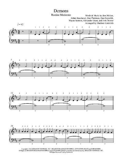 Play more, pay less with pass. Demons by Imagine Dragons Piano Sheet Music | Rookie Level | Chansons piano, Partition piano ...