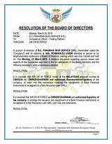 Pictures of Certified Copy Of Resolution Of Board Of Directors