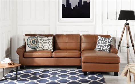 Light Brown Leather Match Upholstered Sectional Sofa L Shape Modern
