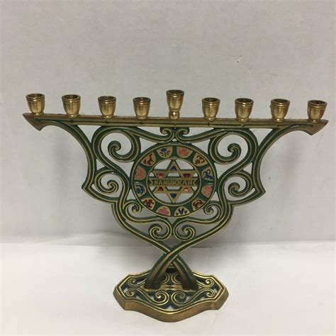 menorah hanukkah made in israel hanukiah vintage brass 12 tribes menorah jewish candle