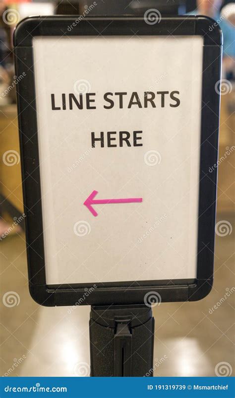 Line Starts Here Sign Stock Image Image Of Store Stop 191319739