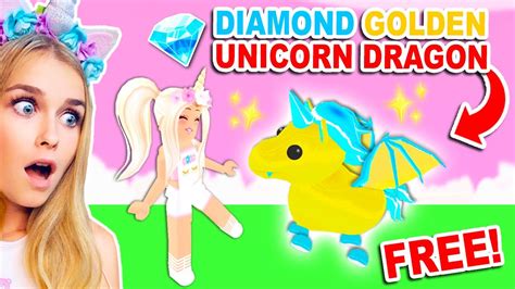 How To Get A Free Diamond Golden Unicorn Dragon In Adopt Me Roblox
