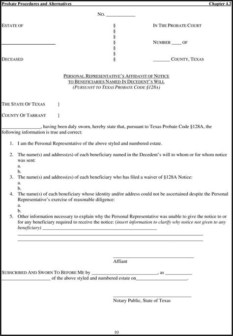 Printable Small Estate Affidavit Texas
