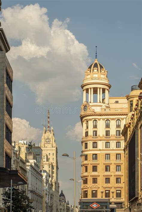 Facades And A Sky With Beautiful Clouds In The Plaza De Callao In