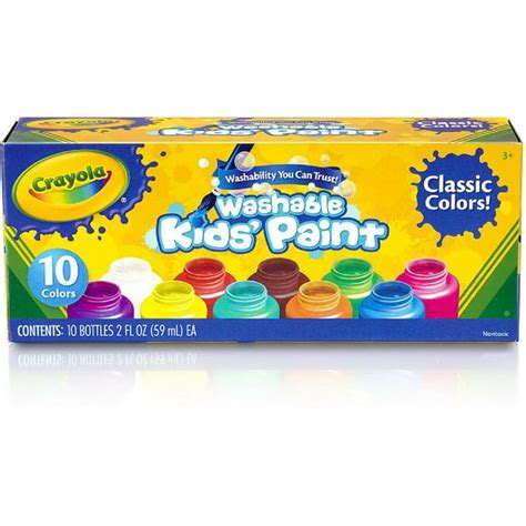 Crayola Washable Kids Paint Assorted Colors 10 Ea Pack Of 3