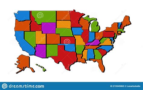 Usa Map With States Vector Blank Map Of Usa United States Of America