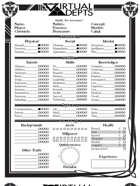 Character Sheet Virtual Adepts Pdf