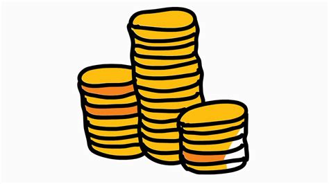 Stacks of money with coins cartoon. coin icon cartoon illustration hand drawn animation ...