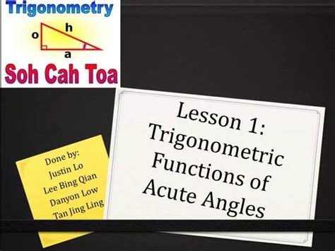 Ppt Lesson 1 Trigonometric Functions Of Acute Angles Powerpoint