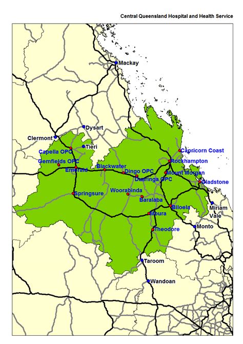 Central Queensland Hospital And Health Service Map Queensland Health