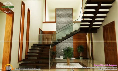 Staircase Bedroom Dining Interiors Kerala House Design Stairs