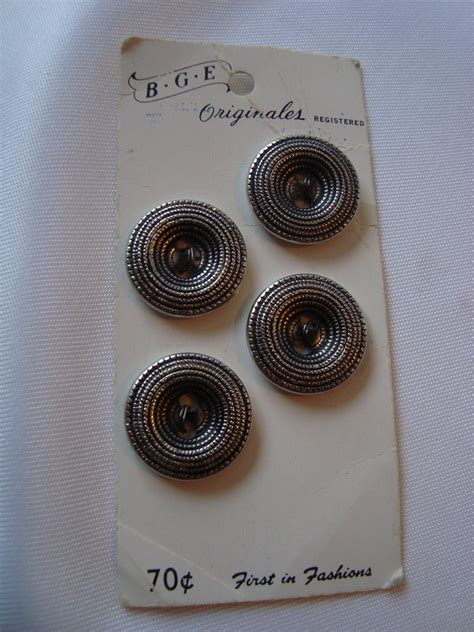 Silver Textured Round Button Set Of 4 Buttons