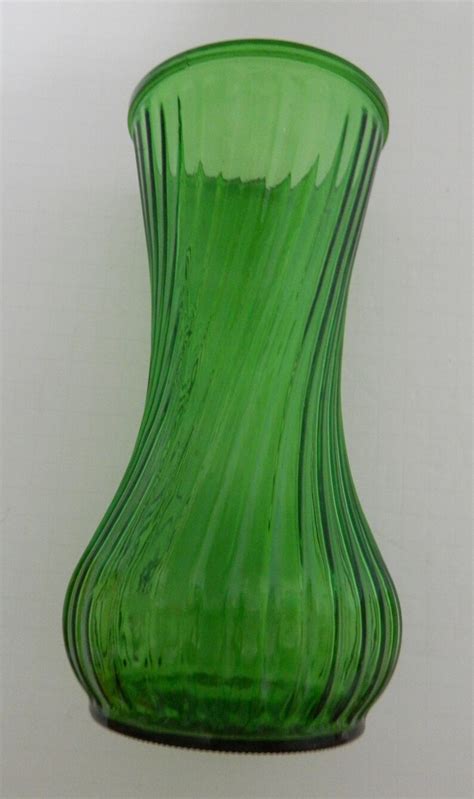Hoosier Glass Tall Vase Green 4091 Large 10 Inches Swirl Etsy