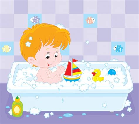 Dibujos Para Colorear De Niños Bañandose En Una Ducha - Dibujo de