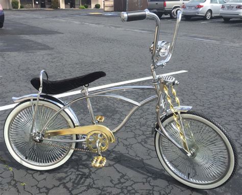 Lowrider Bike With Chrome And Gold Parts Flared Rear Krate Style