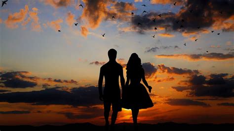 Couple Wallpaper 4k Silhouette Sunset Together Dawn