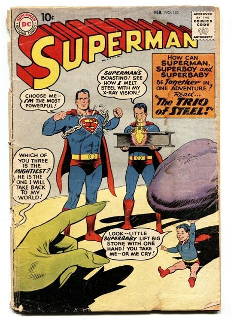 Superman 135 Comic Book 1960 Dc Comics Superboy Superbaby G Comic