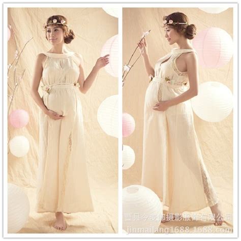 Royal Style Summer White Chiffon Maternity Pregnant Women Photography Props Dresses Fancy
