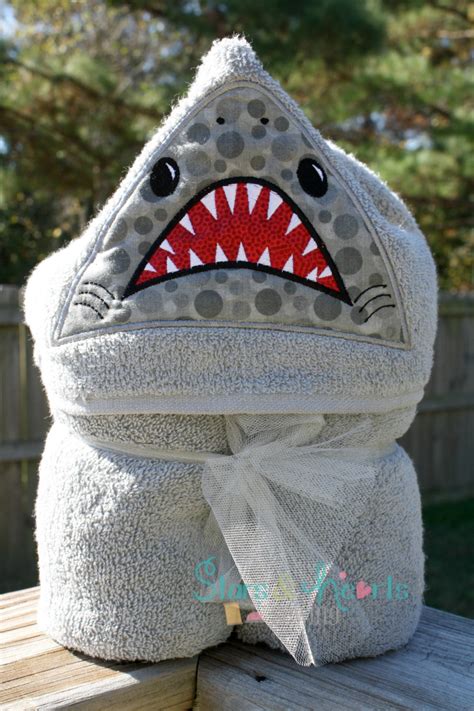 Shark Hooded Towel Personalized By Starsandheartssewing On Etsy