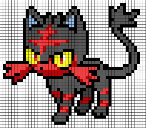 Pokemon Litten Cross Stitch Pattern Pixel Art Pokemon Pixel Art