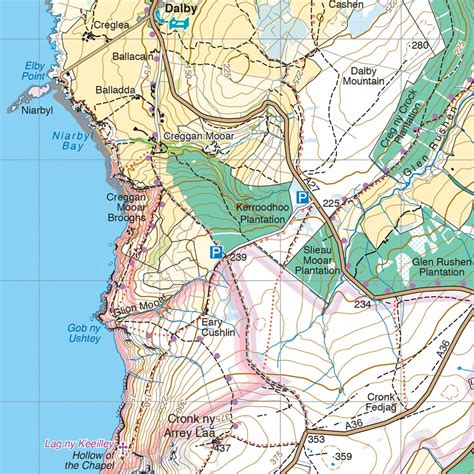 Ballawyllin farm manx dome cottages. Isle of Man Topo Maps