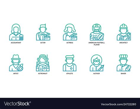 Jobs And Occupations Icons Set Royalty Free Vector Image