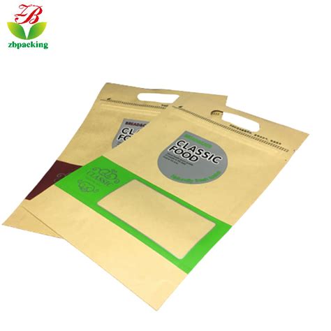 Custom Printed Eco Friendly Windows Kraft Paper Ziplock Bag Zipper Bag