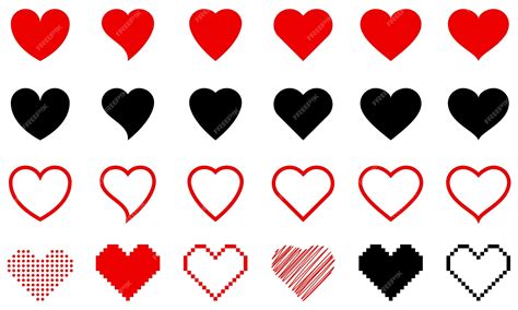 Premium Vector Hearts Of Different Shapes Big Set Of Different