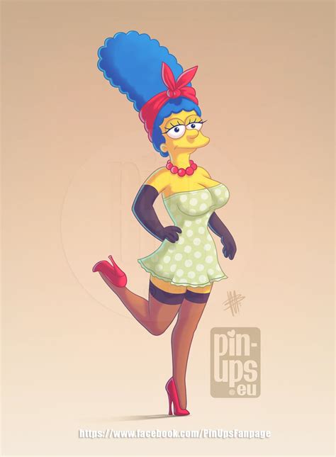 The Simpsons Character Is Dressed As A Woman With Blue Hair And Red Shoes Standing In Front Of