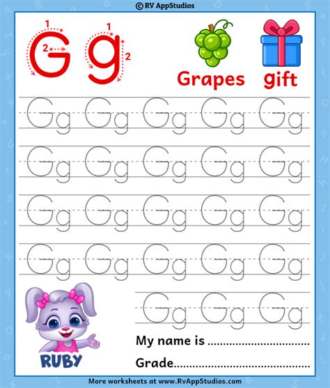 Alphabet Gg Letter Printable Letter Gg Tracing Worksheets
